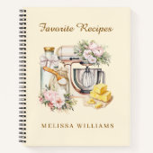 Elegantes Blumenstepppult mit Kochrezeptur Notizblock (Vorderseite)