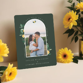 Elegantes Blumenstrauß Lemon Tree Foto Grün Save The Date