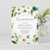 Elegantes Blumenstrauß Quinceanera Party Einladung (Stehend Vorderseite)