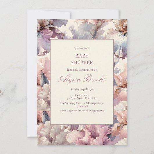 Elegantes Blumenstrudel Modernes Baby-Duschmädchen Einladung (Vorderseite)