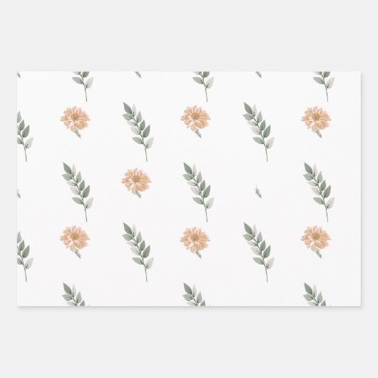 Elegantes Blumenummantelpapier - Peach-Blume Geschenkpapier Set (Vorderseite 3)