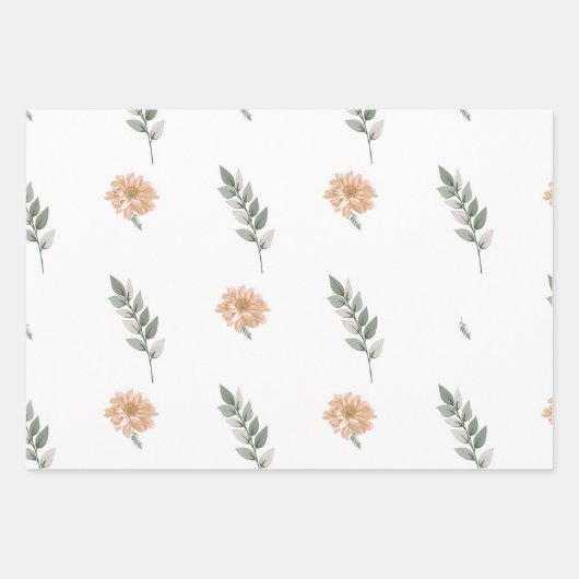 Elegantes Blumenummantelpapier - Peach-Blume Geschenkpapier Set (Vorderseite)