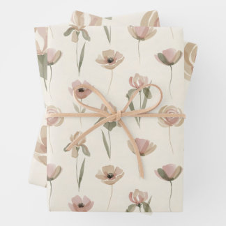 Elegantes Blumenverpackungspapier-Set aus 3 Geschenkpapier Set
