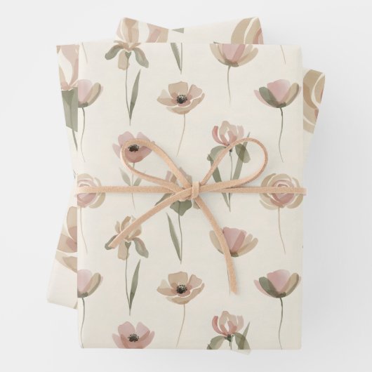 Elegantes Blumenverpackungspapier-Set aus 3 Geschenkpapier Set (Beispiel)