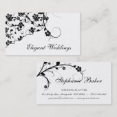 Elegantes BlumenVisitenkarte-Schwarzes u. Weiß Visitenkarte (Vorne/Hinten)