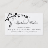 Elegantes BlumenVisitenkarte-Schwarzes u. Weiß Visitenkarte (Rückseite)
