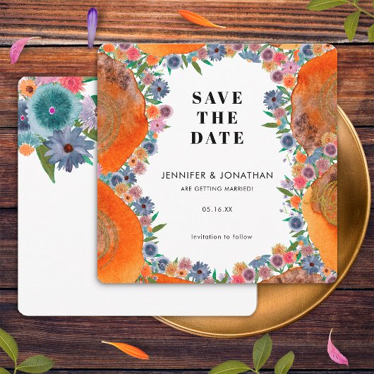 Elegantes Blumenwasser Boho Widflower Wedding Save The Date