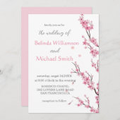 Elegantes Blumenwasser Cherry Blossom Hochzeit Einladung (Vorne/Hinten)