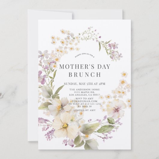 Elegantes Blumenwasser Muttertagsbrunch Einladung (Vorderseite)