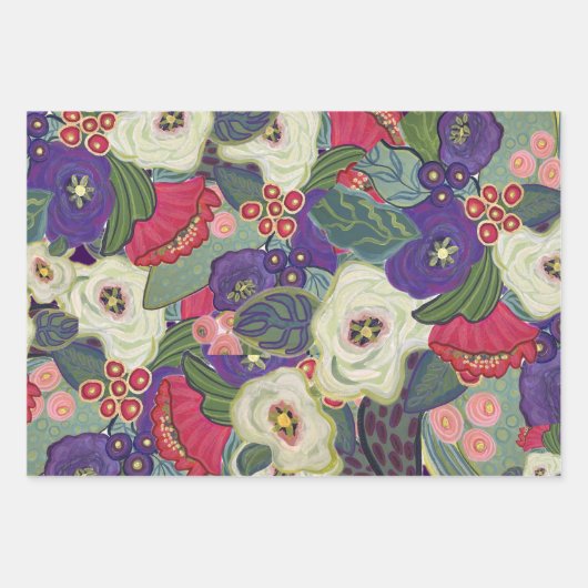 Elegantes Blumenweihpapier Geschenkpapier Set (Vorderseite 3)