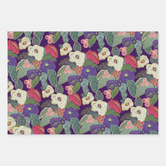 Elegantes Blumenweihpapier Geschenkpapier Set (Vorderseite 2)