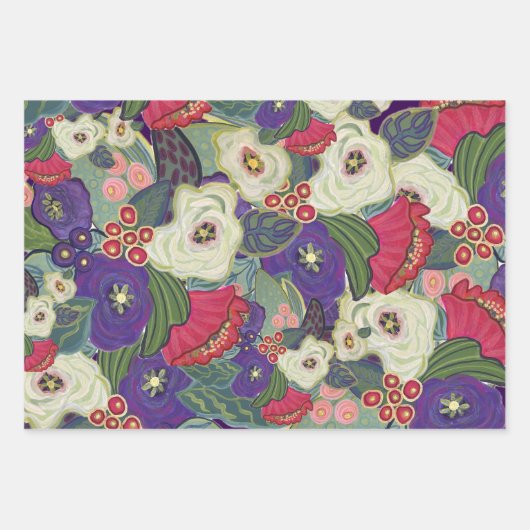 Elegantes Blumenweihpapier Geschenkpapier Set (Vorderseite)