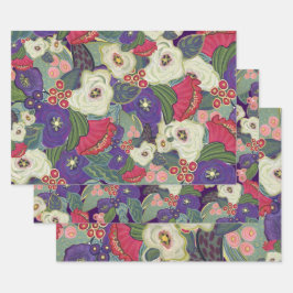 Elegantes Blumenweihpapier Geschenkpapier Set