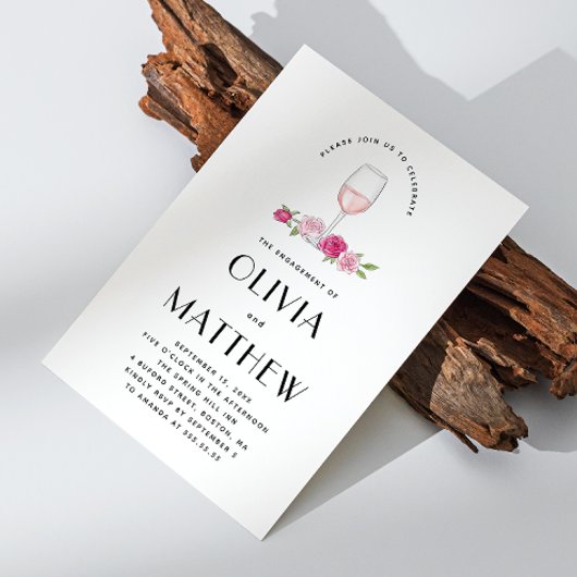 Elegantes Blumenwein Foto Hochzeitsfeier Einladung