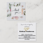 Elegantes Blumenweiß danke Quadratische Visitenkarte (Vorne/Hinten)