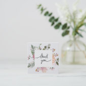 Elegantes Blumenweiß danke Quadratische Visitenkarte (Stehend Vorderseite)