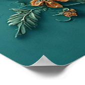 Elegantes Blumenwerk mit orangen Blume Poster (Ecke)
