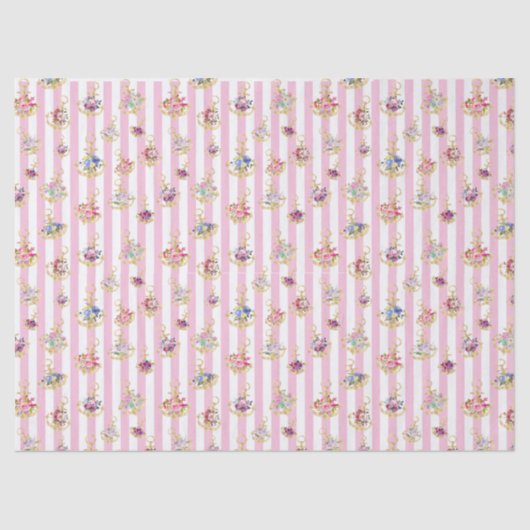 Elegantes Blumenzeckenpapier Seidenpapier (Vorderseite)