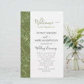 Elegantes Blumenzettel Grüne Hochzeit Programm (Stehend Vorderseite)