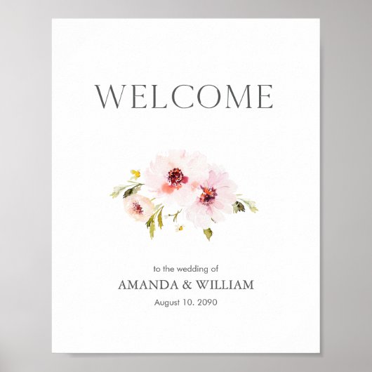 Elegantes Blumenzettel Poster (Vorne)