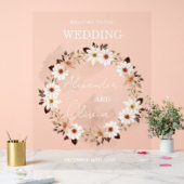 Elegantes Blumenzettel | Script-Schriftart Acrylschild (Hochzeit)