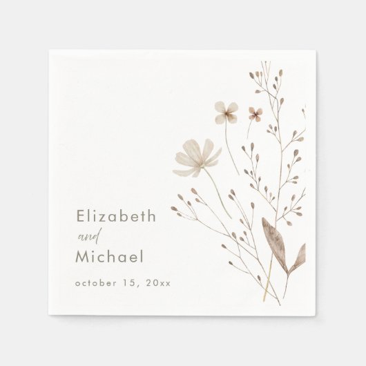 Elegantes Blumenzettel Serviette (Vorderseite)