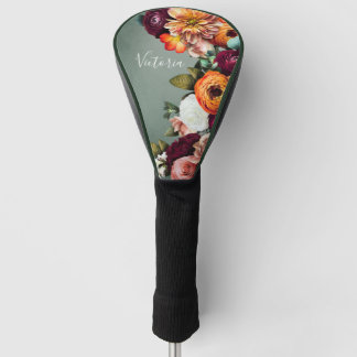 Elegantes Blumenzkript, benutzerdefiniertes Seiten Golf Headcover