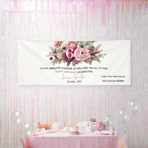 Elegantes Blumiges 60. Geburtstagsbanner Banner