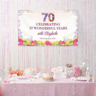 Elegantes Blumiges 70. Geburtstagsfest / 70 Jahre Banner