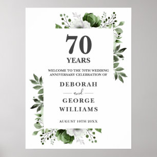 Elegantes Blumiges 70. Hochzeitsjubiläum Willkomme Poster