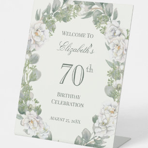 Elegantes Blumiges Willkommensschild zum 70. Gebur Sockelschild