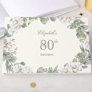 Elegantes Blumiges Willkommensschild zum 80. Gebur Gästebuch
