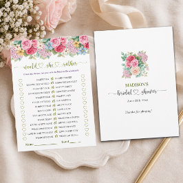 Elegantes Blumiges 'Would She Rather' Hochzeitsspi Einladung