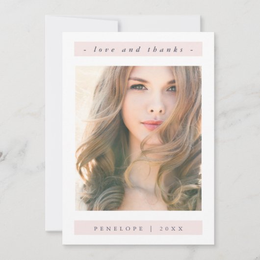 Elegantes Blush Abschluss Foto Vielen Dank Dankeskarte (Vorderseite)