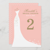 Elegantes Blush and Gold Wedding Gown Brautparty Einladung (Vorne/Hinten)