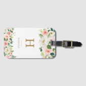 Elegantes Blush-Aquarell-Monogramm Gepäckanhänger (Vorderseite (Horizontal))