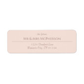 Elegantes Blush Beige Rücksendeadresse-Label (Vorne)
