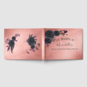 Elegantes Blush Black Rose Foto Hochzeit Gästebuch (Voll)