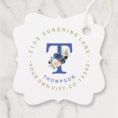 Elegantes Blush Blue Floral Circular Address Label (Rückseite)