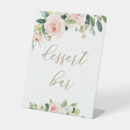 Elegantes Blush Blumendessert Bar Sign Sockelschild