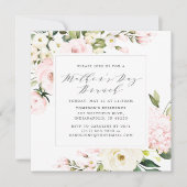 Elegantes Blush Blumengrün Muttertag Brunch Einladung (Vorderseite)
