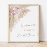 Elegantes Blush Boho Pampas Brautparty Willkommen Poster<br><div class="desc">Dieses elegante Willkommensschild wird Ihr Brautparty sicherlich aufheitern. Die Rose sind gedämpft, mit erdigen Pampasgras und weichen Boho-Elementen vermischt. Verwenden Sie die Textfelder, um die Karte mit Ihren eigenen Texten und Details zu personalisieren. Die Hintergrundfarbe der Einladung ist Set zu Weiß, aber fühlen Sie sich frei, eine neue Füllfarbe, um...</div>