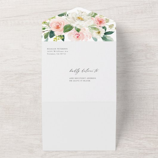 Elegantes Blush-Brautparty All In One Einladung (Außenbereich)