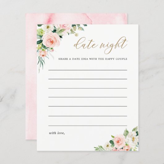 Elegantes Blush Brautparty Date Night Ides Card (Vorne/Hinten)