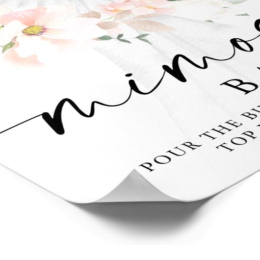 Elegantes Blush Brautparty Mimosa Bar Sign Poster (Ecke)