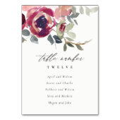 Elegantes Blush Burgundy Rose Blumenmuster Seating Tischnummer (Rückseite)
