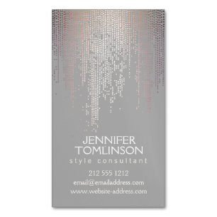Elegantes Blush Confetti Regenmuster Grau Magnetische Visitenkarte