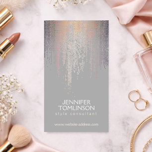 Elegantes Blush Confetti Regenmuster Grau Visitenkarte