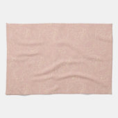 Elegantes Blush Cream Gold Floral Muster Geschirrtuch (Horizontal)