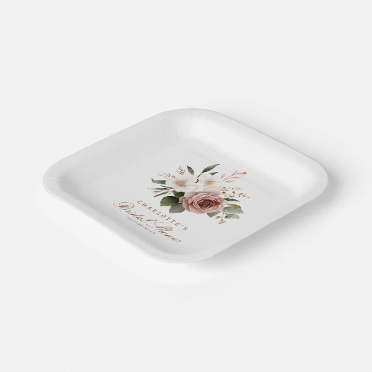 Elegantes Blush Fall Brautparty Pappteller (Gewinkelt)